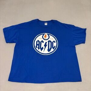AC/DC Rock or Bust 2015 Tour Shirt Edmonton AB Blue Mens 3XL Gildan Heavy Cotton